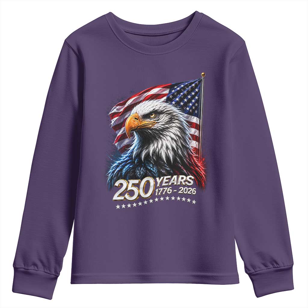 250 Years USA 250th Anniversary Youth Sweatshirt Patriotic Eagle 4th of July