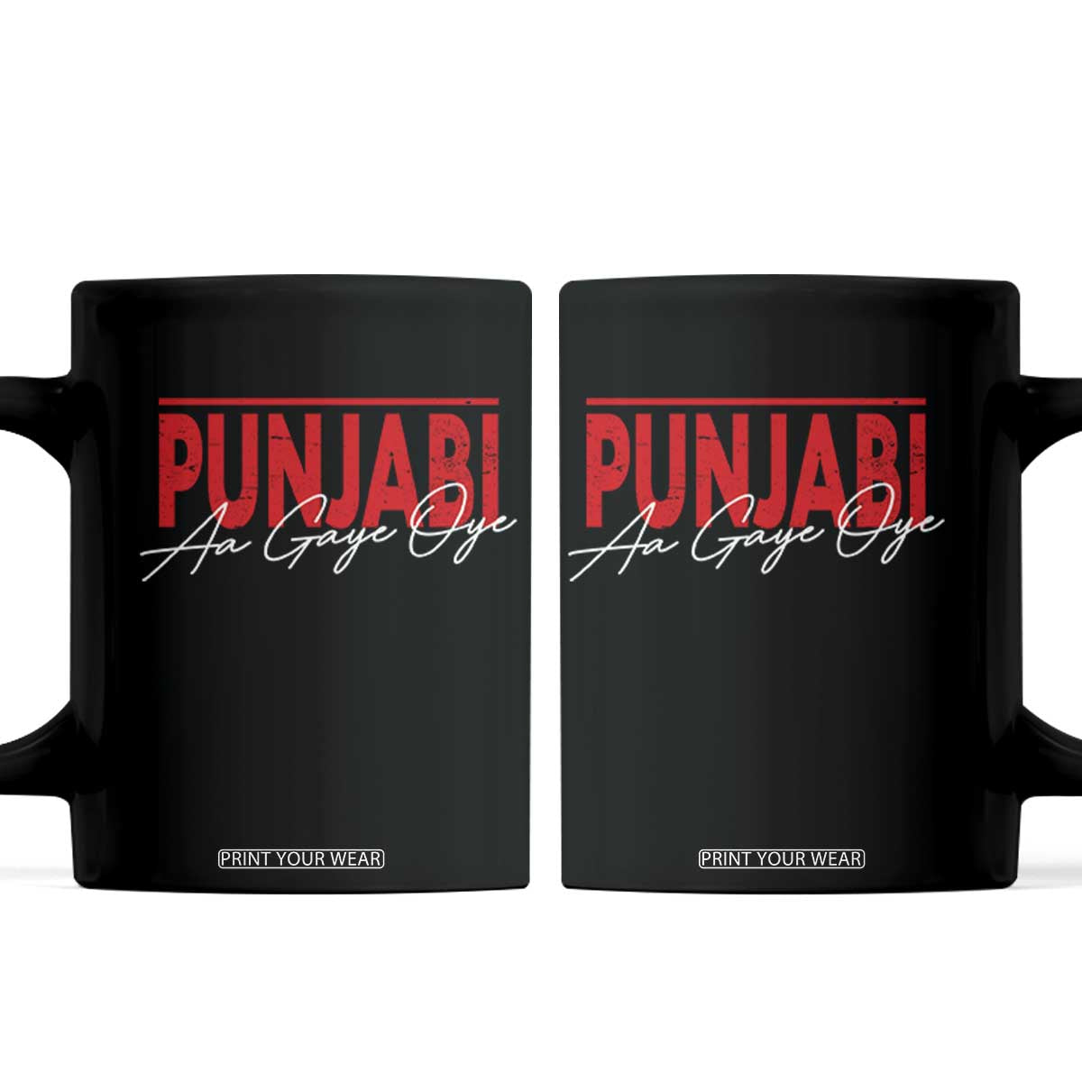 Punjabi Aa Gaye Oye Coffee Mug Funny Indian TS11 Black Print Your Wear