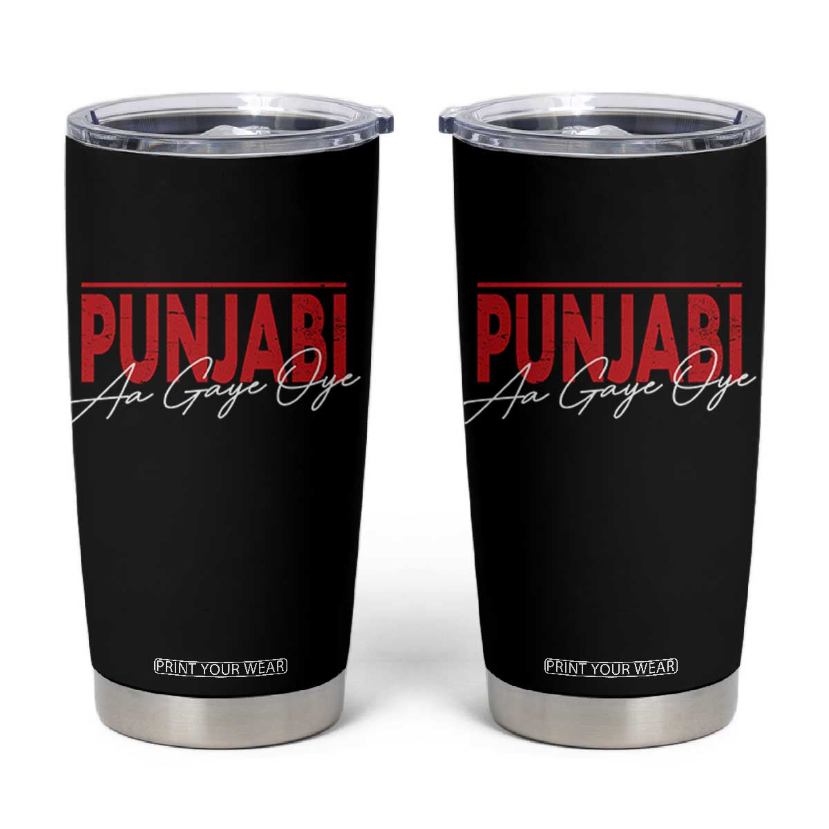 Punjabi Aa Gaye Oye Tumbler Cup Funny Indian TS11 Black Print Your Wear