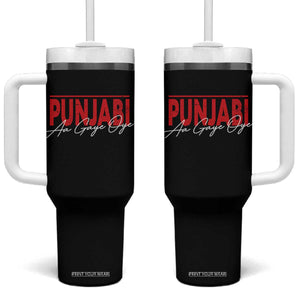 Punjabi Aa Gaye Oye Tumbler With Handle Funny Indian TS11 One Size: 40 oz Black Print Your Wear