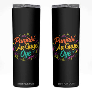 Punjabi Aa Gaye Oye Skinny Tumbler Funny Indian Holi Gifts TS11 Black Print Your Wear