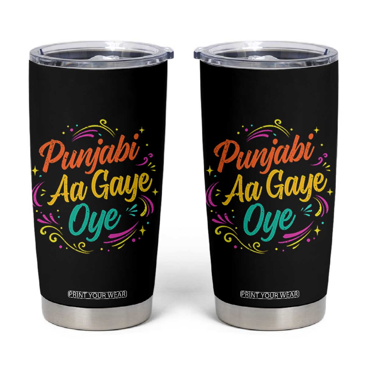 Punjabi Aa Gaye Oye Tumbler Cup Funny Indian Holi Gifts TS11 Black Print Your Wear