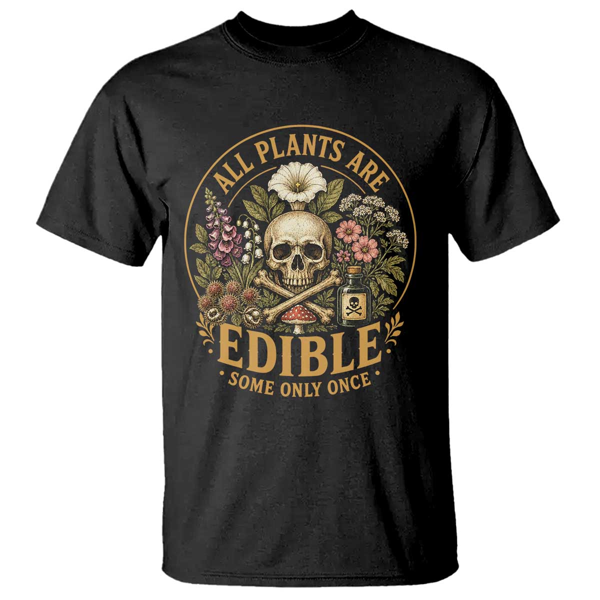 All Plants Are Edible Some Only Once T Shirt Funny Botany Gardeners TS11 Black Print Your Wear
