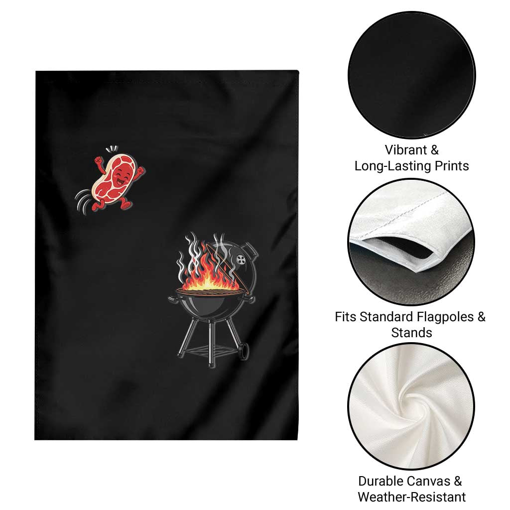 Funny BBQ Steak Meme Cute Meat Jumping Into Grill Garden Flag TS11 Print Your Wear