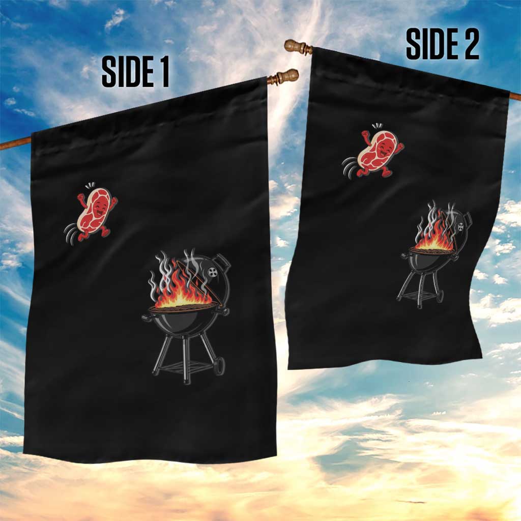 Funny BBQ Steak Meme Cute Meat Jumping Into Grill Garden Flag TS11 Print Your Wear
