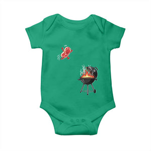 Funny BBQ Steak Meme Cute Meat Jumping Into Grill Baby Onesie TS11 Irish Green Print Your Wear