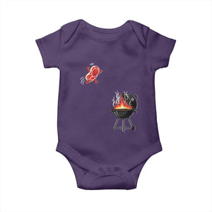 Funny BBQ Steak Meme Cute Meat Jumping Into Grill Baby Onesie TS11 Purple Print Your Wear