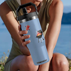 Funny BBQ Steak Meme Cute Meat Jumping Into Grill Flip Straw Tumbler TS11 One Size: 30 oz Light Blue Print Your Wear