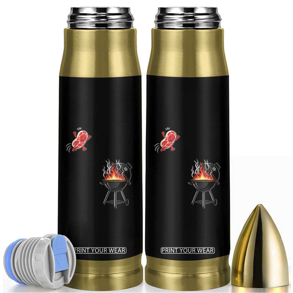 Funny BBQ Steak Meme Cute Meat Jumping Into Grill Bullet Tumbler TS11 Black Print Your Wear