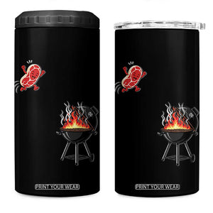 Funny BBQ Steak Meme Cute Meat Jumping Into Grill 4 in 1 Can Cooler Tumbler TS11 One Size: 16 oz Black Print Your Wear