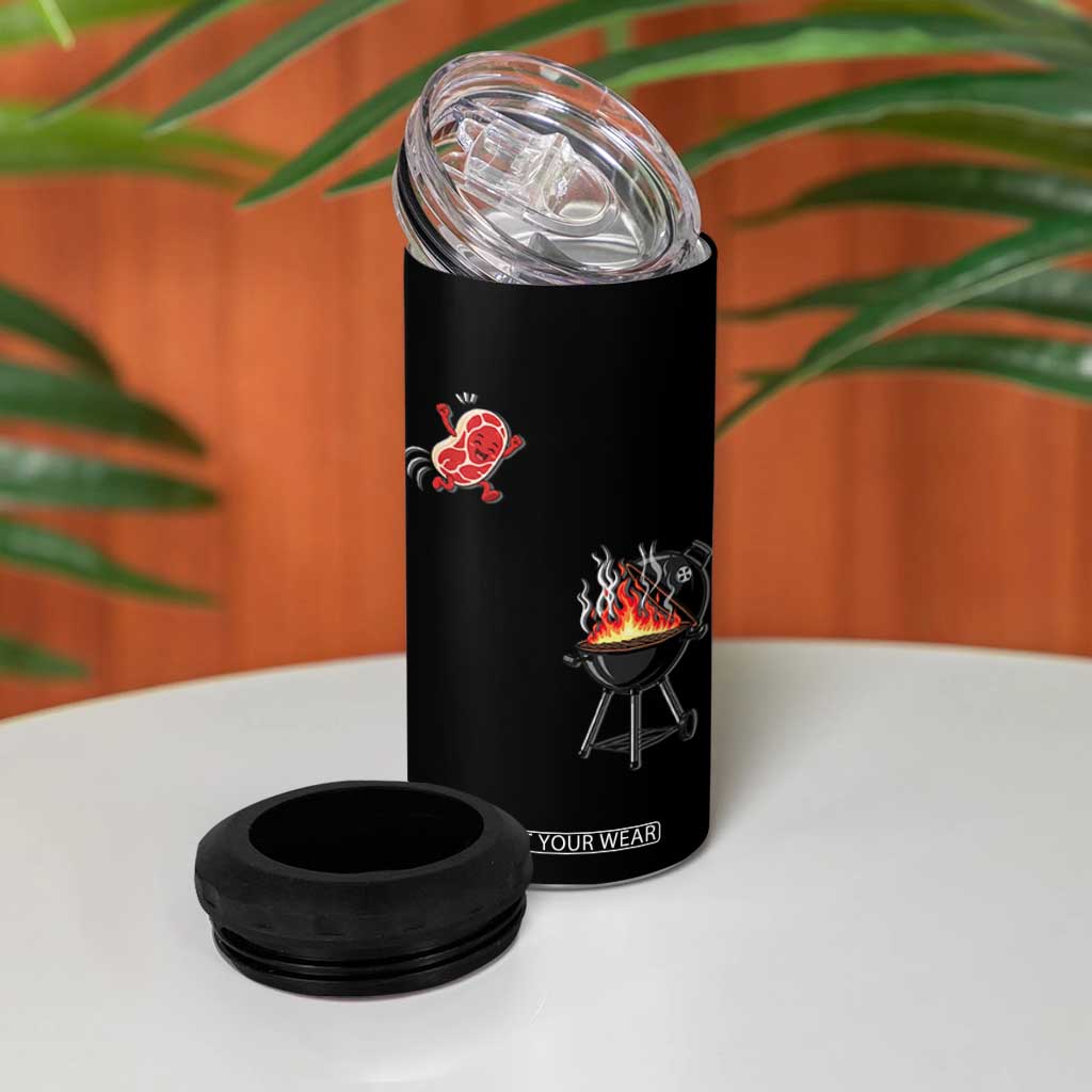 Funny BBQ Steak Meme Cute Meat Jumping Into Grill 4 in 1 Can Cooler Tumbler TS11 Print Your Wear