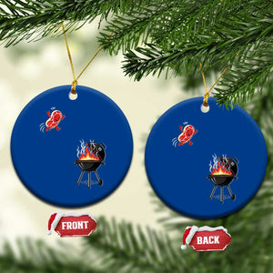Funny BBQ Steak Meme Cute Meat Jumping Into Grill Ceramic Ornament TS11 1pc Blue Print Your Wear