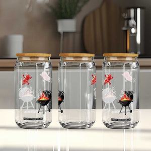 Funny BBQ Steak Meme Cute Meat Jumping Into Grill Glass Can TS11 Print Your Wear