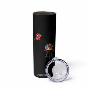 Funny BBQ Steak Meme Cute Meat Jumping Into Grill Skinny Tumbler TS11 Print Your Wear