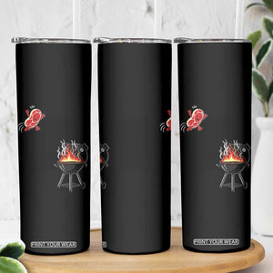 Funny BBQ Steak Meme Cute Meat Jumping Into Grill Skinny Tumbler TS11 Print Your Wear