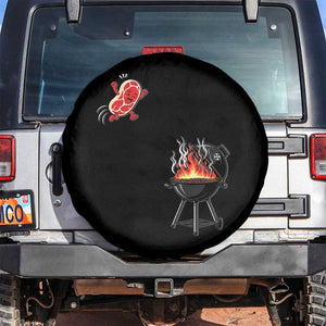 Funny BBQ Steak Meme Cute Meat Jumping Into Grill Spare Tire Cover TS11 No hole Black Print Your Wear