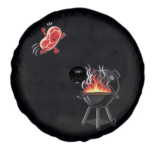 Funny BBQ Steak Meme Cute Meat Jumping Into Grill Spare Tire Cover TS11 Print Your Wear