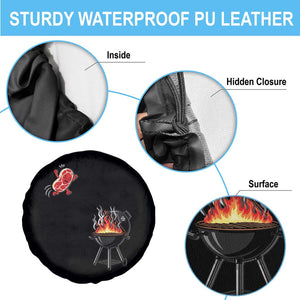 Funny BBQ Steak Meme Cute Meat Jumping Into Grill Spare Tire Cover TS11 Print Your Wear