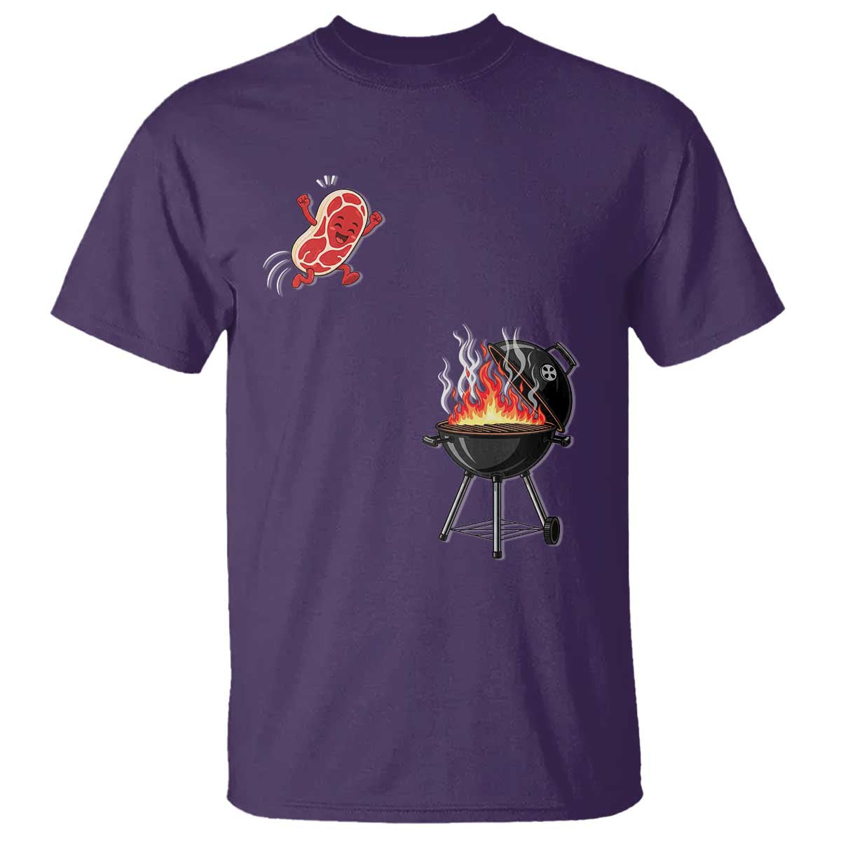 Funny BBQ Steak Meme Cute Meat Jumping Into Grill T Shirt TS11 Purple Print Your Wear
