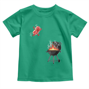 Funny BBQ Steak Meme Cute Meat Jumping Into Grill Toddler T Shirt TS11 Irish Green Print Your Wear