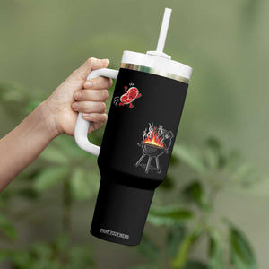 Funny BBQ Steak Meme Cute Meat Jumping Into Grill Tumbler With Handle TS11 Print Your Wear