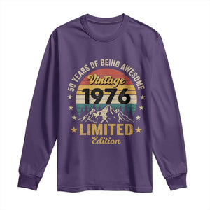50th Birthday Long Sleeve Shirt Vintage 1976 Limited Edition Retro 50 Years Of Being Awesome Mountain