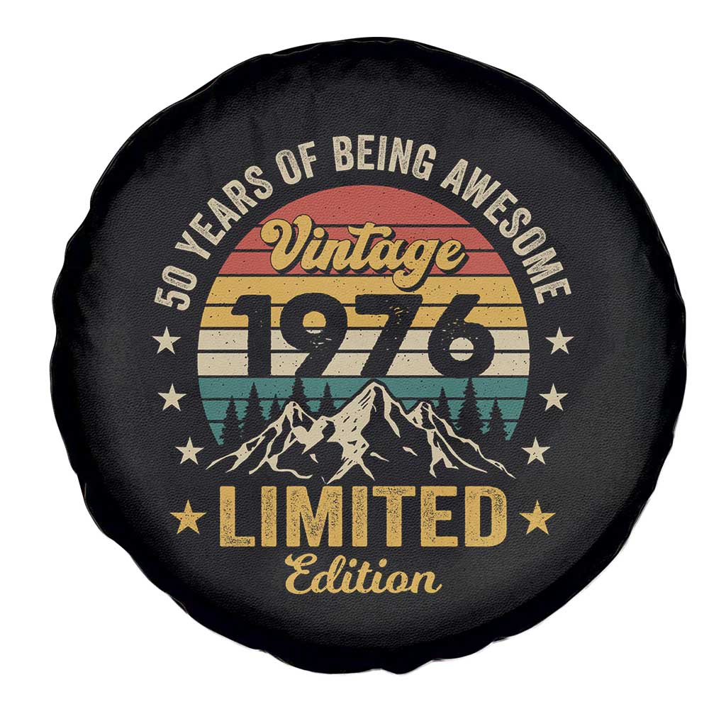 50th Birthday Spare Tire Cover Vintage 1976 Limited Edition Retro 50 Years Of Being Awesome Mountain TS11 Print Your Wear