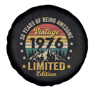 50th Birthday Spare Tire Cover Vintage 1976 Limited Edition Retro 50 Years Of Being Awesome Mountain TS11 Print Your Wear