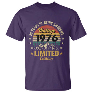 50th Birthday T Shirt Vintage 1976 Limited Edition Retro 50 Years Of Being Awesome Mountain TS11 Purple Print Your Wear