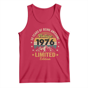50th Birthday Tank Top Vintage 1976 Limited Edition Retro 50 Years Of Being Awesome Mountain TS11 Red Print Your Wear