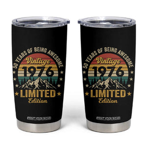 50th Birthday Tumbler Cup Vintage 1976 Limited Edition Retro 50 Years Of Being Awesome Mountain TS11 Black Print Your Wear