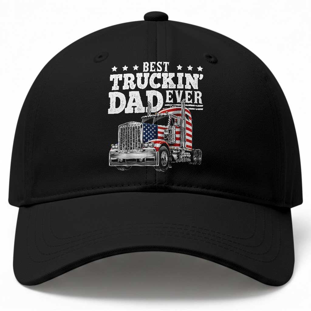 Best Truckin Dad Ever Baseball Cap Funny Rig Trucker Fathers Day TS11 Print Your Wear