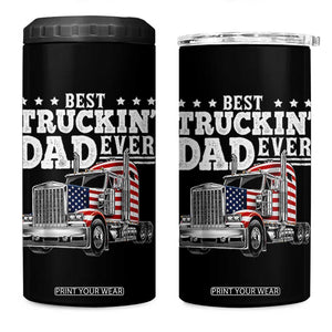 Best Truckin Dad Ever 4 in 1 Can Cooler Tumbler Funny Rig Trucker Fathers Day TS11 One Size: 16 oz Black Print Your Wear