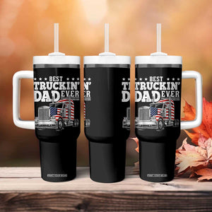 Best Truckin Dad Ever Tumbler With Handle Funny Rig Trucker Fathers Day TS11 Print Your Wear