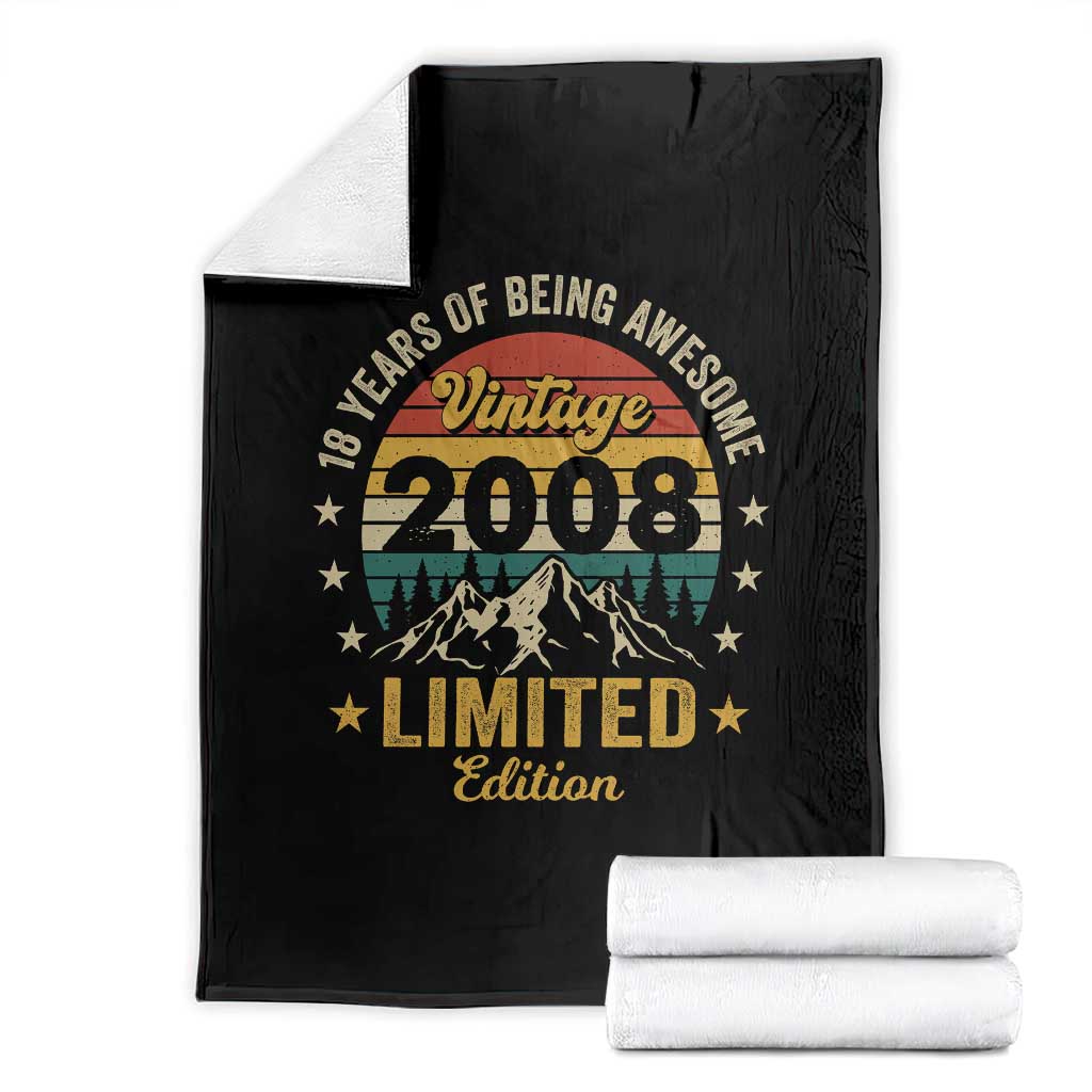 18th Birthday Throw Blanket Vintage 2008 Limited Edition Retro 18 Years Of Being Awesome Mountain