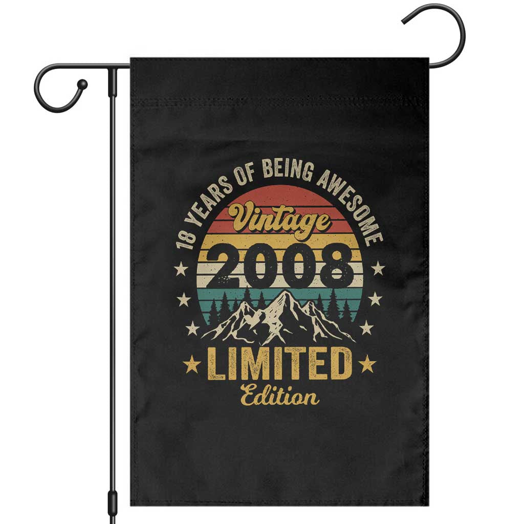 18th Birthday Garden Flag Vintage 2008 Limited Edition Retro 18 Years Of Being Awesome Mountain TS11 Black Print Your Wear