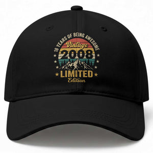 18th Birthday Baseball Cap Vintage 2008 Limited Edition Retro 18 Years Of Being Awesome Mountain