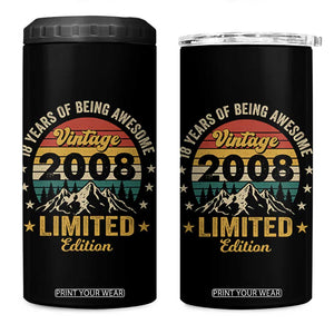 18th Birthday 4 in 1 Can Cooler Tumbler Vintage 2008 Limited Edition Retro 18 Years Of Being Awesome Mountain