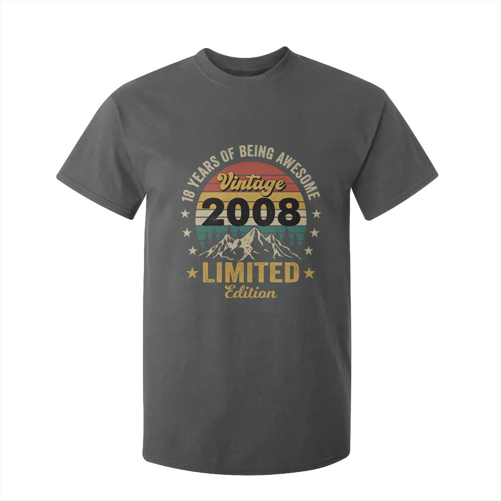 18th Birthday T Shirt For Kid Vintage 2008 Limited Edition Retro 18 Years Of Being Awesome Mountain