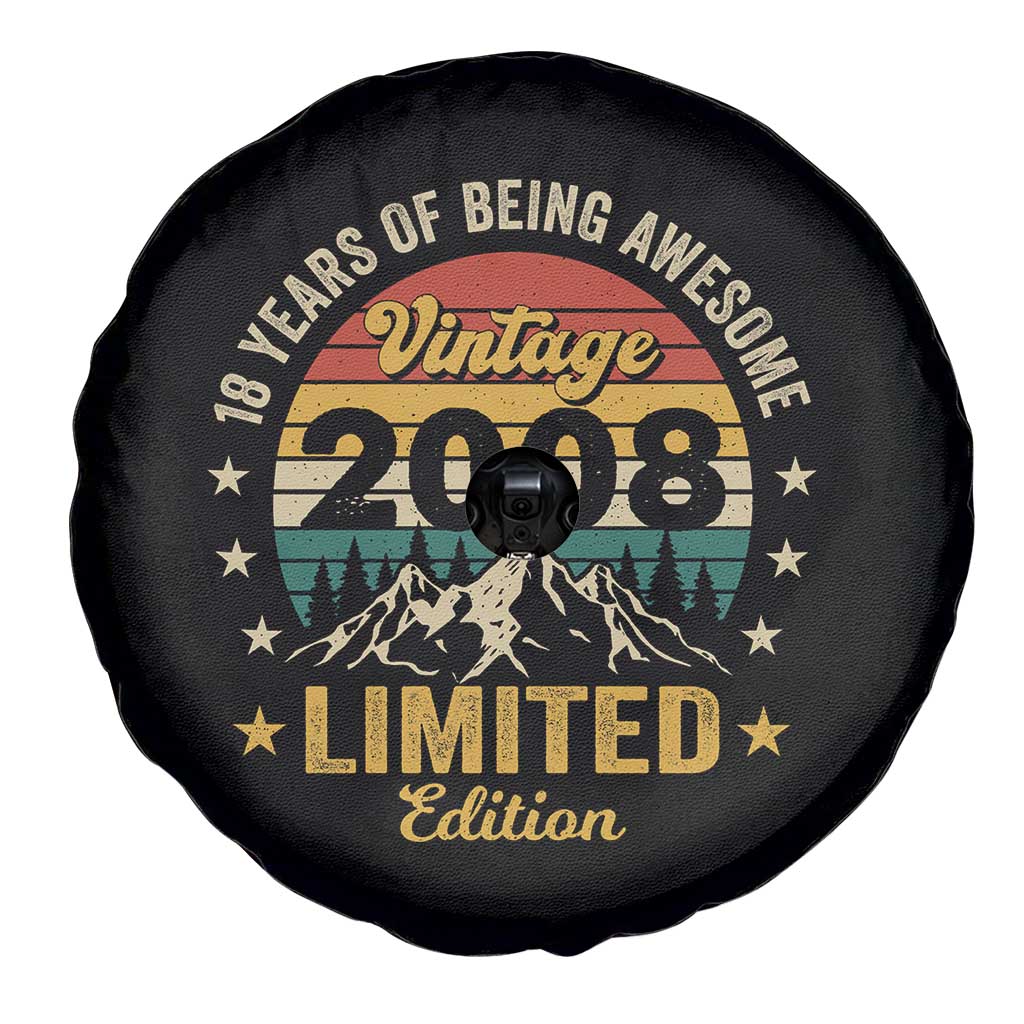 18th Birthday Spare Tire Cover Vintage 2008 Limited Edition Retro 18 Years Of Being Awesome Mountain