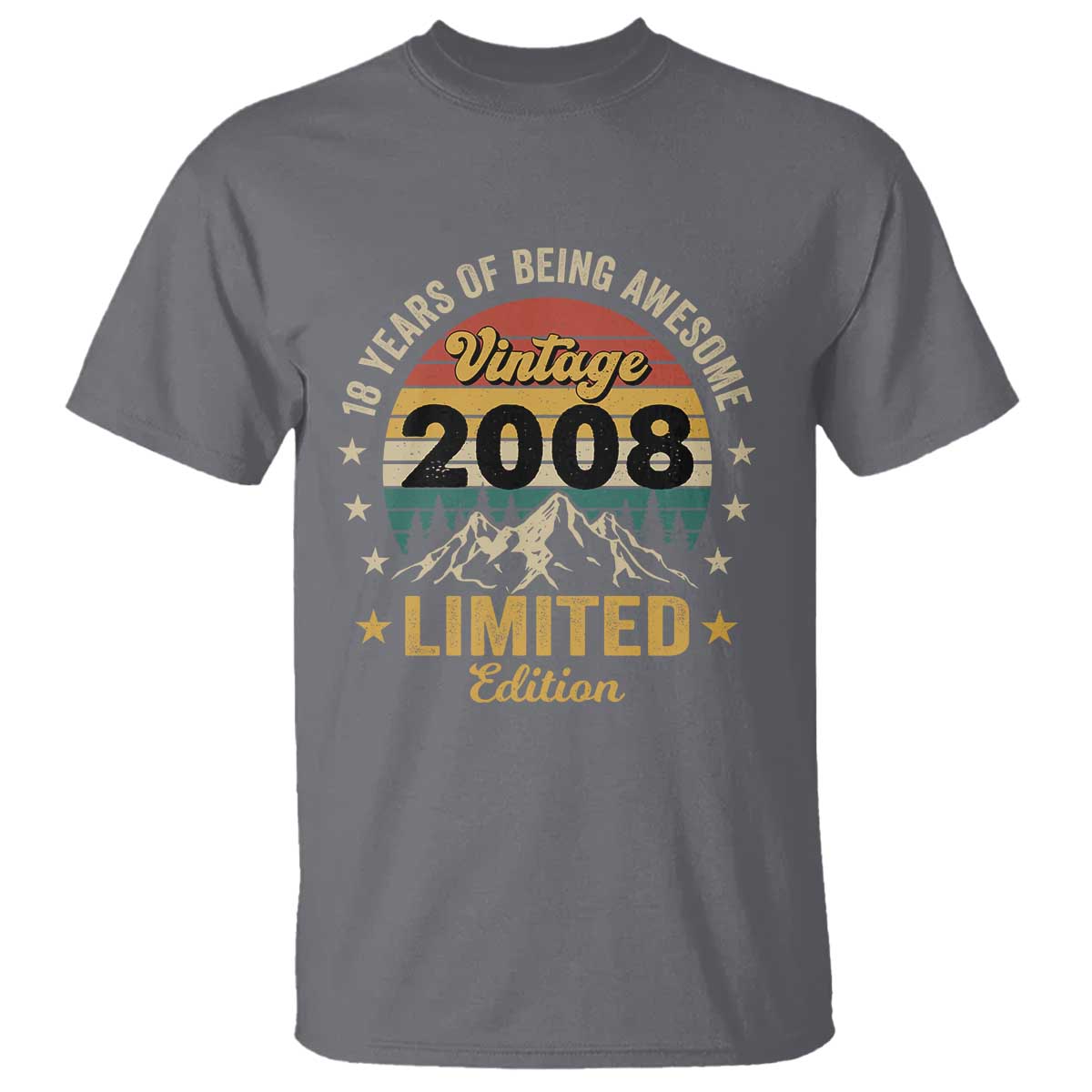 18th Birthday T Shirt Vintage 2008 Limited Edition Retro 18 Years Of Being Awesome Mountain
