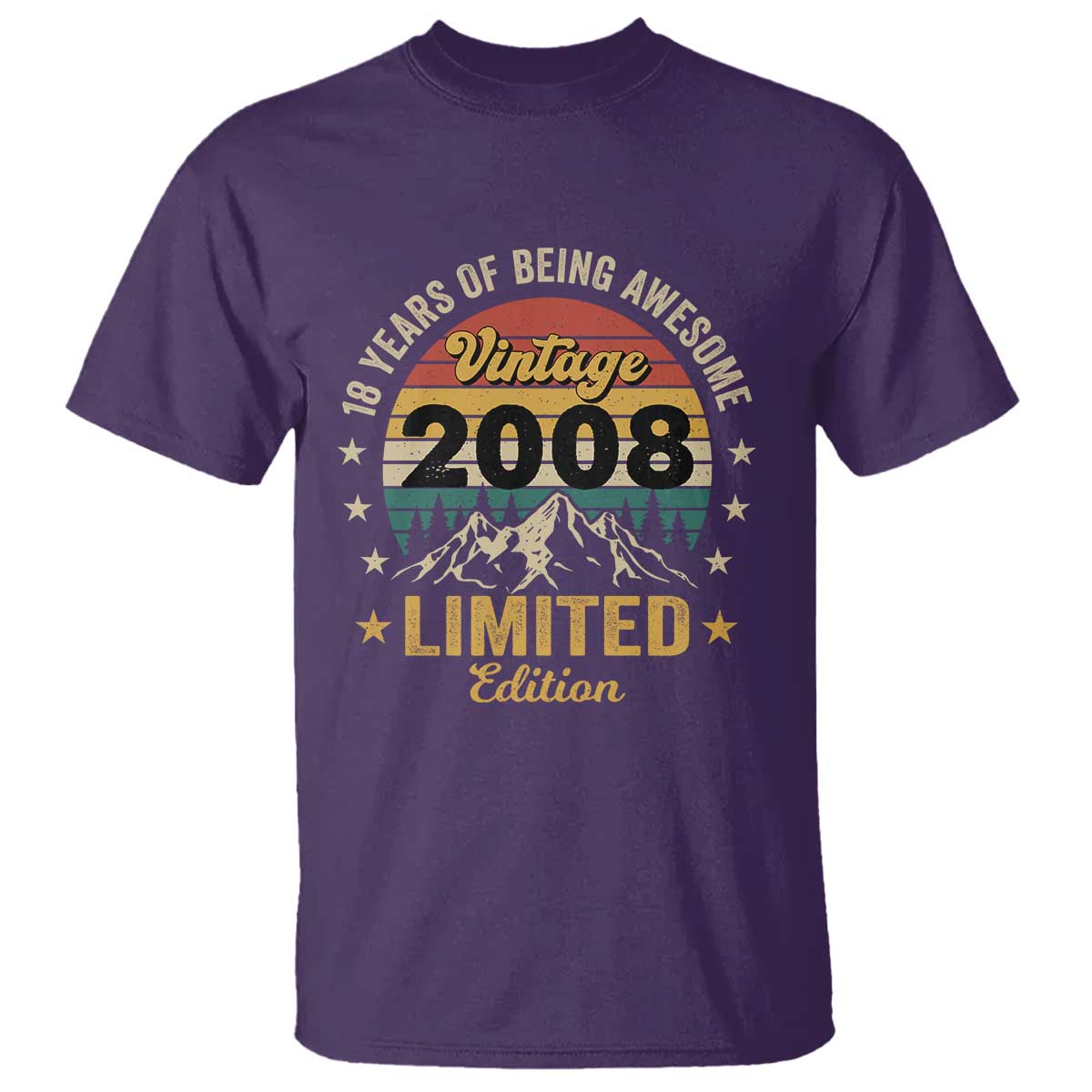 18th Birthday T Shirt Vintage 2008 Limited Edition Retro 18 Years Of Being Awesome Mountain