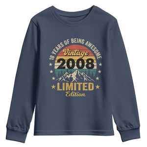 18th Birthday Youth Sweatshirt Vintage 2008 Limited Edition Retro 18 Years Of Being Awesome Mountain