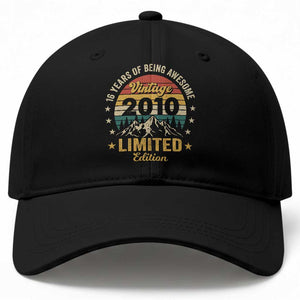 16th Birthday Baseball Cap Vintage 2010 Limited Edition Retro 16 Years Of Being Awesome Mountain