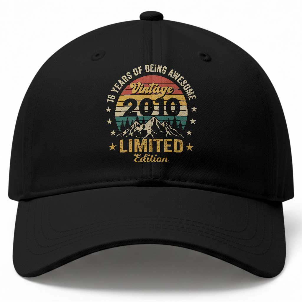 16th Birthday Baseball Cap Vintage 2010 Limited Edition Retro 16 Years Of Being Awesome Mountain TS11 Print Your Wear