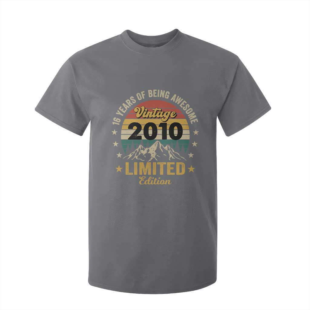 16th Birthday T Shirt For Kid Vintage 2010 Limited Edition Retro 16 Years Of Being Awesome Mountain