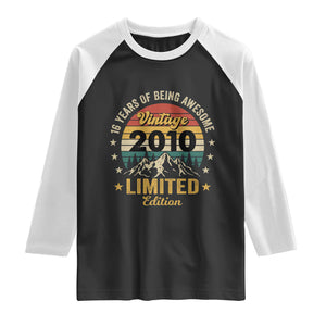 16th Birthday Raglan Shirt Vintage 2010 Limited Edition Retro 16 Years Of Being Awesome Mountain