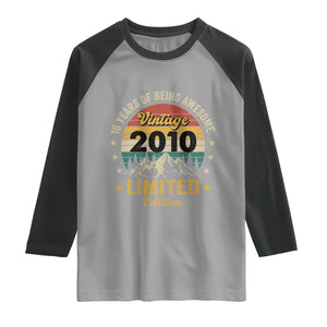 16th Birthday Raglan Shirt Vintage 2010 Limited Edition Retro 16 Years Of Being Awesome Mountain
