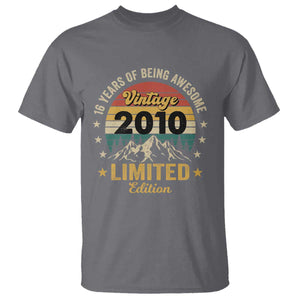 16th Birthday T Shirt Vintage 2010 Limited Edition Retro 16 Years Of Being Awesome Mountain