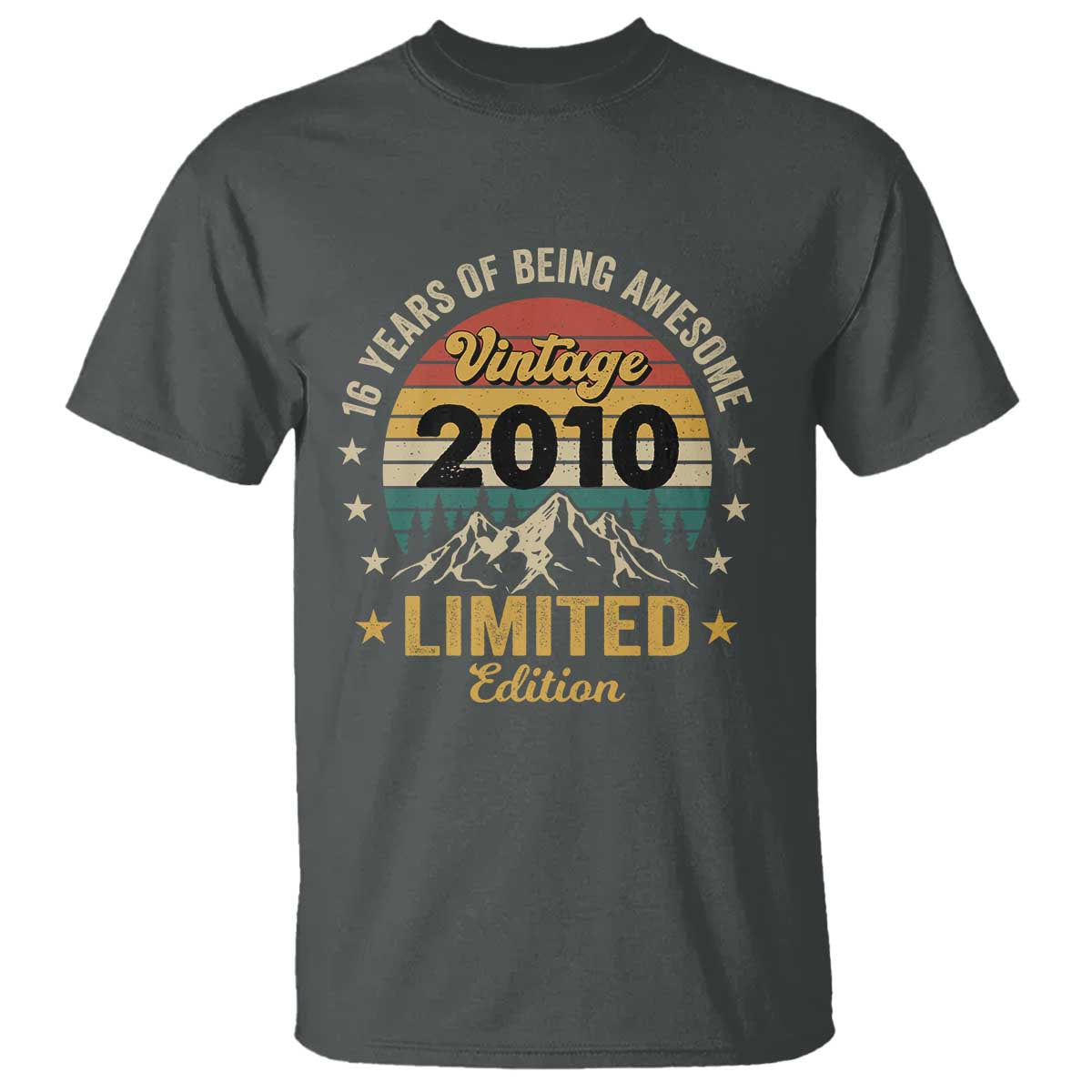 16th Birthday T Shirt Vintage 2010 Limited Edition Retro 16 Years Of Being Awesome Mountain